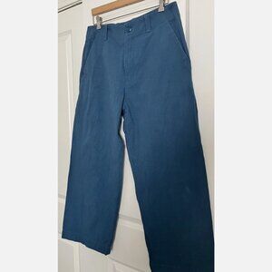 ARPENTEUR LUX PANT SLUB OXFORD Blue Cotton Wide Cut Made in France, Size 32 x 26
